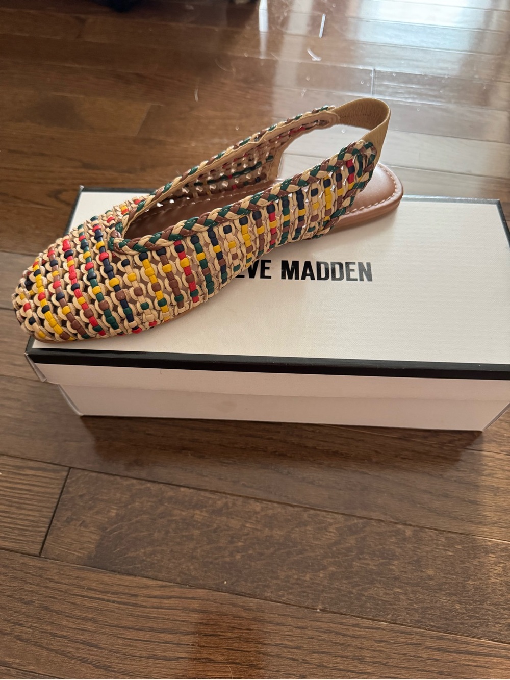 Steve Madden Multicolor Woven Slingback Flat - Yellow, Red, Green, Blue